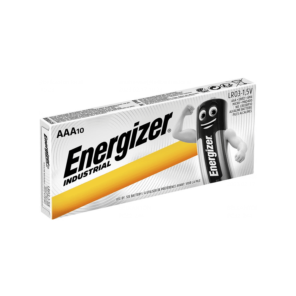 Батарейки алкалиновые Energizer "Industrial AAA/LR03", 10 шт, щелочные