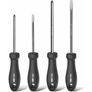 Набор отверток Deli HS HT1004, 4 шт. (PH1х100,PH2х150,SL5х100, SL6х150), Soft Touch, черный