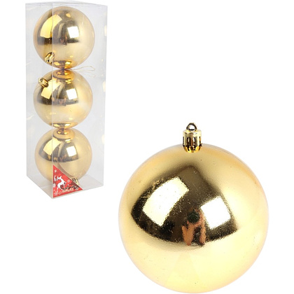 Шар елочный "Глянец", 10 см,, пластик, золотой, 3шт/уп.