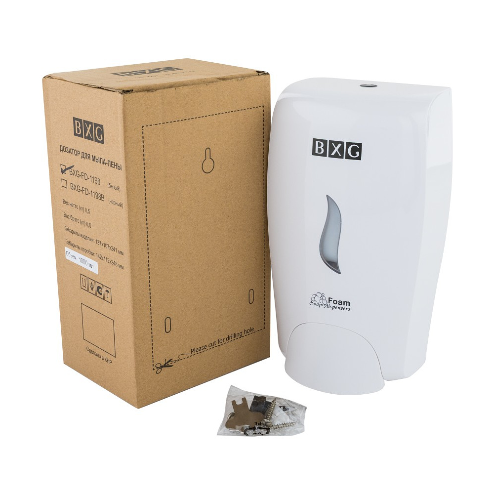 Диспенсер BXG-FD-1058, для мыла-пены 1 л, пластик, белый - 7