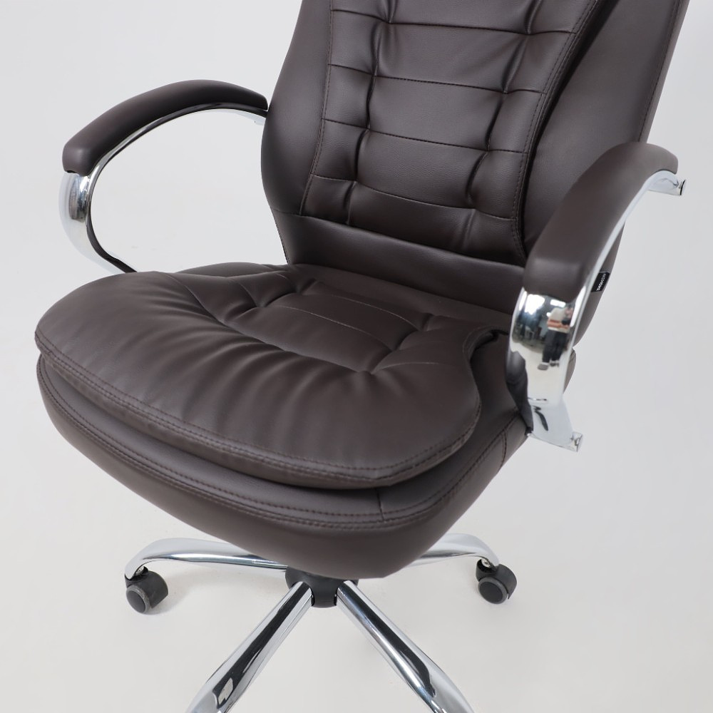 Кресло для руководителя AksHome "Richard new", экокожа, металл, коричневый - 18