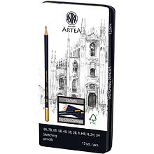 Набор карандашей чернографитных "Artea", 8B-3H, 12 шт.