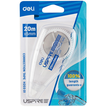 Корректор роллер "Uspire", 20х5 м/мм, белый, блистер - 4