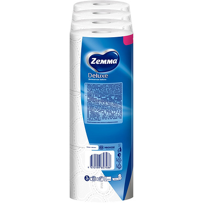 Бумага туалетная Zemma Deluxe, 12 рулонов, 3 слоя, белый - 4