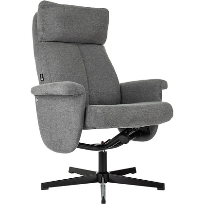 Кресло мягкое Бюрократ Baron, ткань, серый, металл, с пуфом - 2