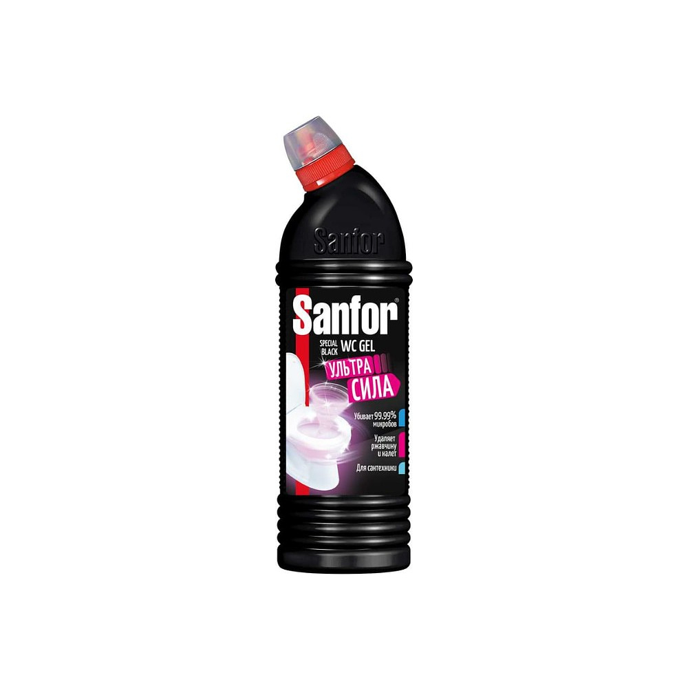 Средство чистящее для сантехники "Sanfor WC гель Special Black", 750 мл, гель