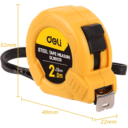 Рулетка Deli YS EDL9002B, 2 м х 13 мм, желтый, черный - 3