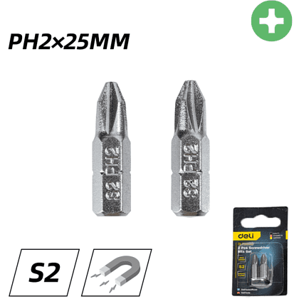 Бита Deli YS EDL251002, 2 шт., PH2 x 25 мм - 2