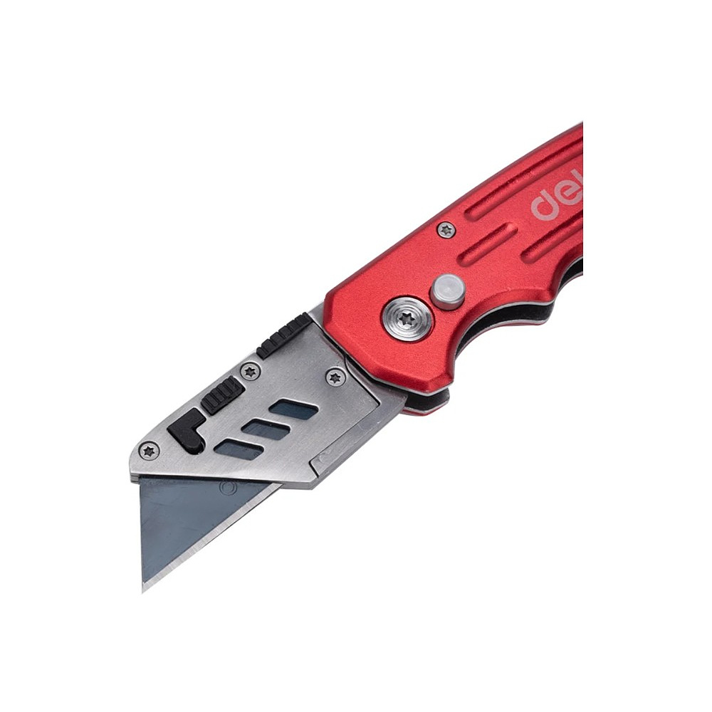 Нож строительный складной Deli RS EDL040, трапеция, 19T, красный - 6
