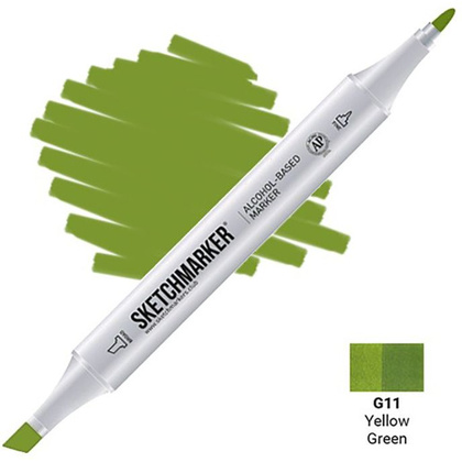 Маркер перманентный двусторонний "Sketchmarker", G11 зелено-желтый
