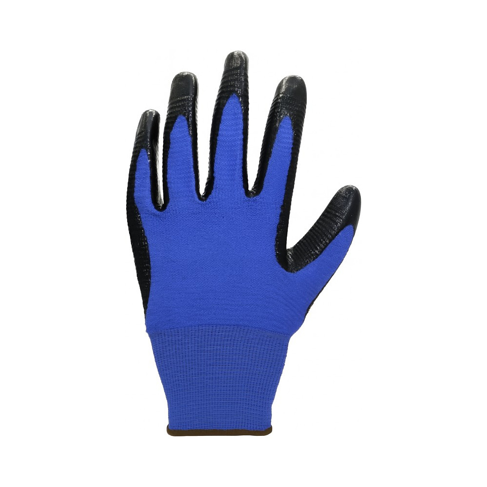 Перчатки полиэстеровые BVB с нитриловым покрытием, Арматурщик, 13 кл. вязки, р-р 10, синий, черный