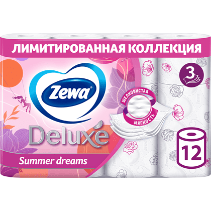 Бумага туалетная Zewa Deluxe 3 слоя, 12 рулонов - 2