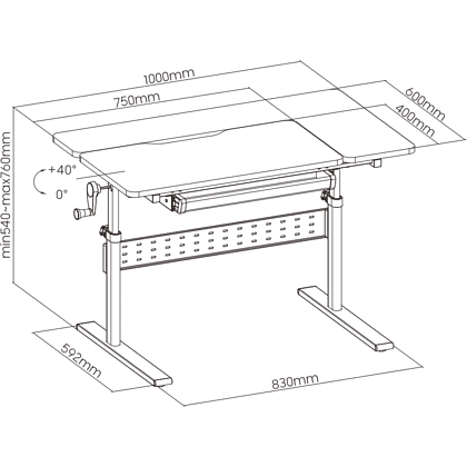 Комплект Ergosmart ученический Smart 100: парта E603 GREY, полка к парте E611 WHITE, накладка  на стол Е511 - 10