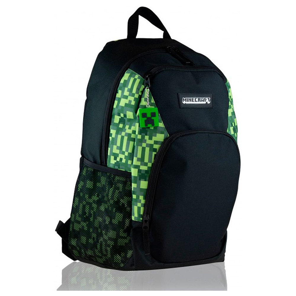 Рюкзак молодежный "Minecraft", черный, зеленый