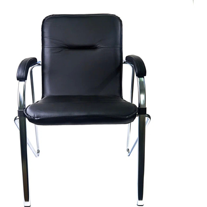 Кресло для посетителей PMK "Samba Pegasso Black", мягкие подлокотники, экокожа - 2