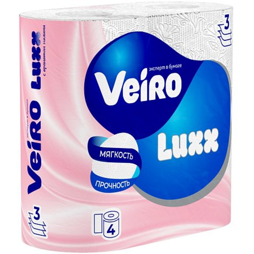 Бумага туалетная Veiro Luxx, 4 рулона, 3 слоя, белый - 3