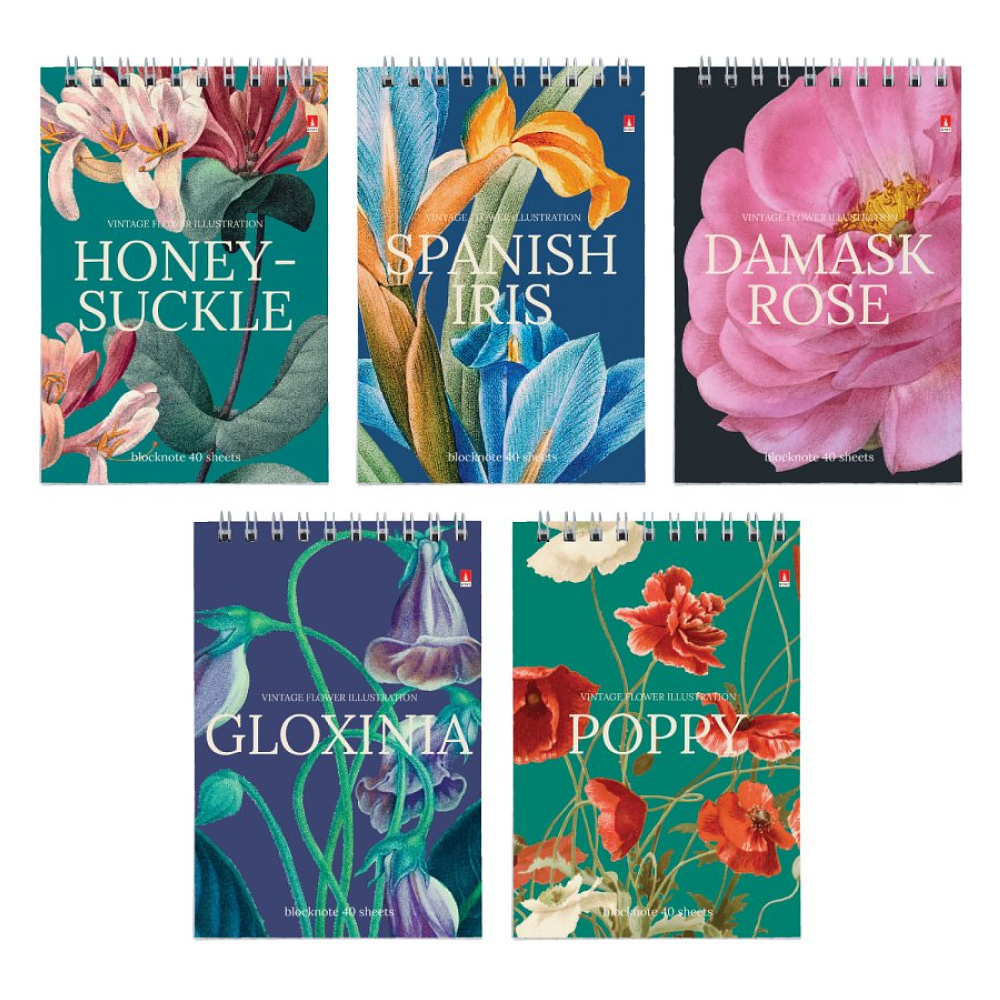 Блокнот   "Цветы. Паттерн", 40 листов , A6 , 94x132 , ассорти