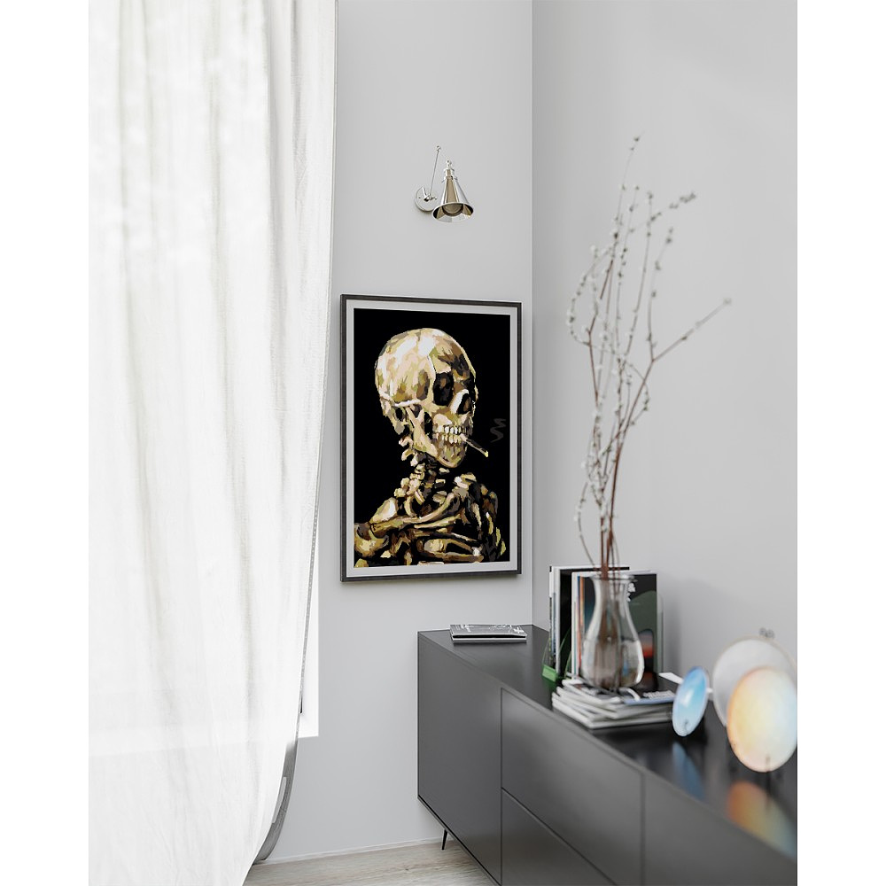 Картина по номерам "Ван Гог. Череп с горящей сигаретой" - 4