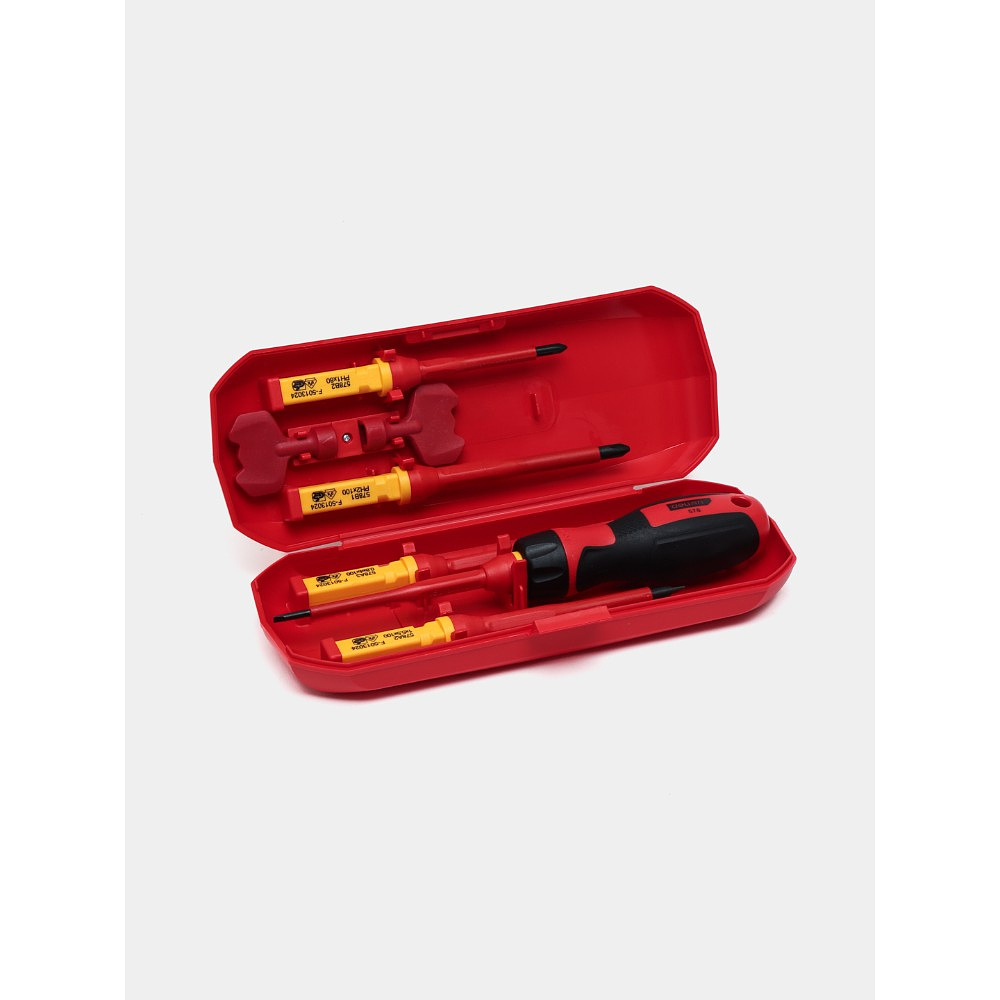 Набор отверток диэлектрических Deli YS DL510107, 7 предметов, красный, желтый - 4