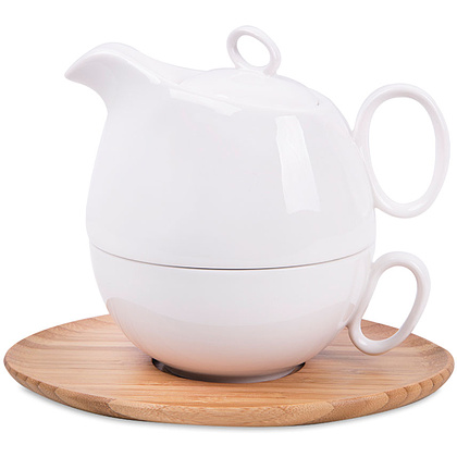 Набор чайный "Мила", фарфор, коричневый, белый