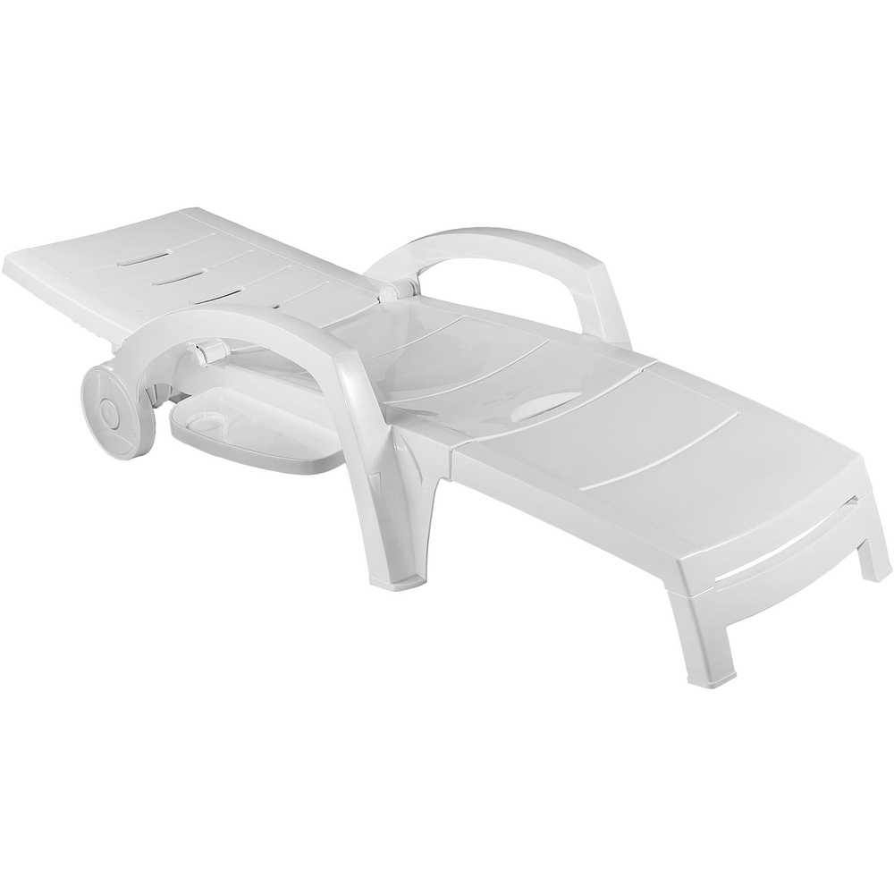Шезлонг складной на колесах, пластик, белый - 2
