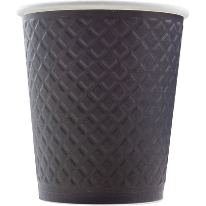 Стакан картонный Waffle 250 мл, 2сл., 25шт/упак, черный
