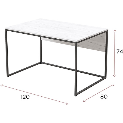 Стол письменный "Лофт Бейрут ДТ-2", 1200х800х740 мм, черный, белый крафт - 2