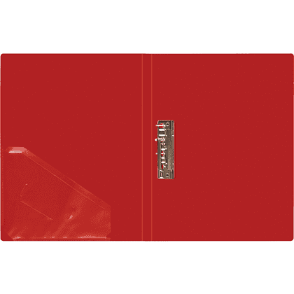 Папка В-611 "Стандарт" с зажимом и карманом, пластик, красный - 2
