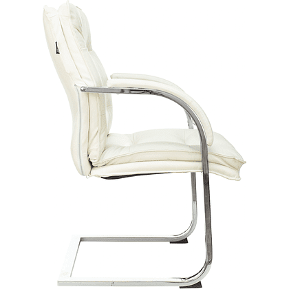 Кресло на полозьях "Бюрократ T-9927SL-LOW-V", натуральная кожа, слоновая кость, металл хром - 2