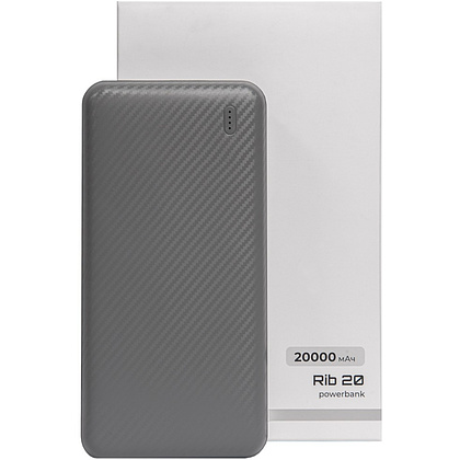 Внешний аккумулятор Power Bank "Rib 20", 20000 mAh, серый - 7