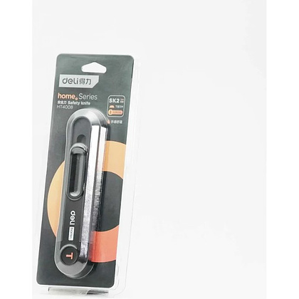 Нож строительный Deli HS EHT4008, 135x30 мм, трапеция, Soft Touch, черный - 9