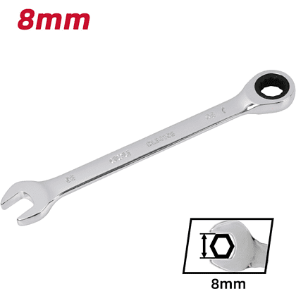 Ключ комбинированный Deli YS EDL34108, 8 мм, с трещоткой, 72 зуба - 6