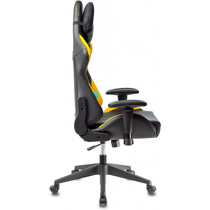  Кресло игровое Бюрократ "Zombie VIKING 5 AERO", экокожа, пластик, черный, желтый - 3