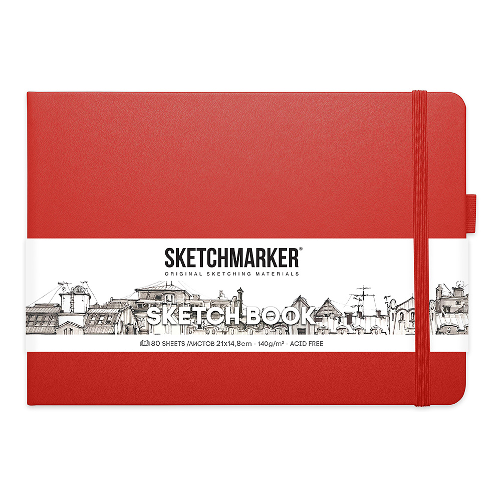 Скетчбук "Sketchmarker", 21x14.8 см, 140 г/м2, 80 листов, красный пейзаж