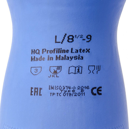 Перчатки латексные HQ Profiline, р-р M, с х/б покрытием, синий - 7