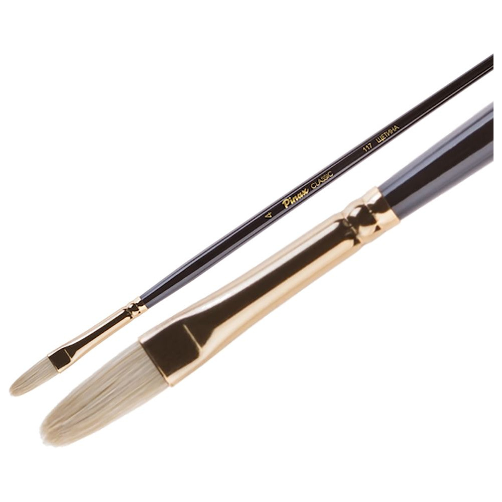 Кисть для рисования "Pinax Artists CLASSIC", щетина, овальная, длинная ручка, №10