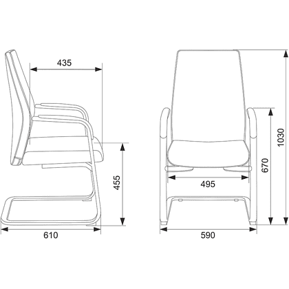 Кресло на полозьях Бюрократ "_JONS-LOW-V", натуральная кожа, серый, металл хром - 5