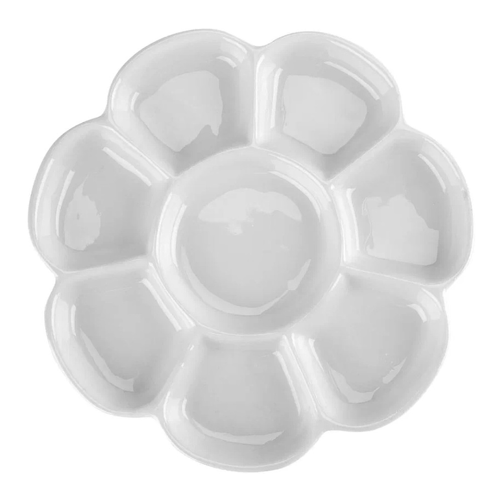 Палитра фарфоровая "Сонет", круглая, 8 ячеек, 17 см