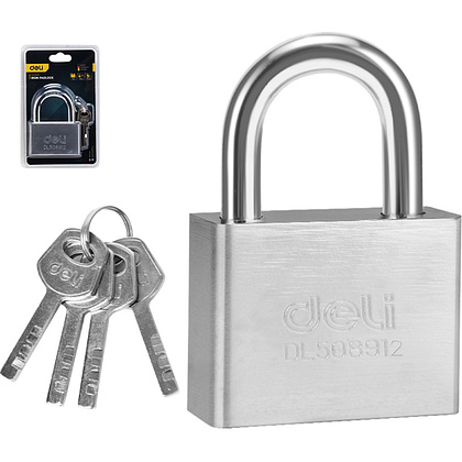 Замок навесной Deli YS EDL508912, 70 мм, автомат, 4 ключа - 2