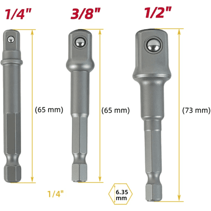 Набор адаптеров шестигранников Deli YS EDL110002, 1/4 на квадрат 1/4'', 3/8'', 1/2" - 8