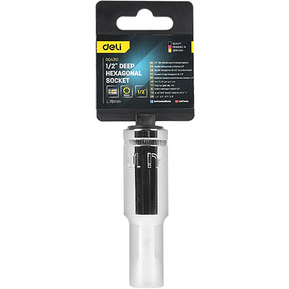 Головка торцевая шестигранная Deli YS EDQ4310 1/2", 10 мм , глубокая, серебристый