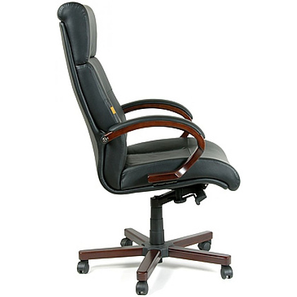 Кресло для руководителя "Chairman 421", кожа, металл, дерево, черный - 3