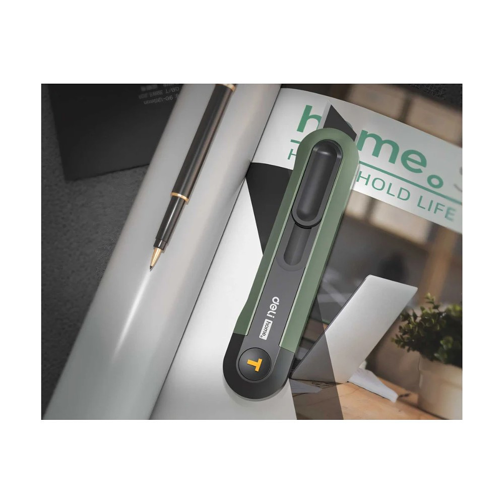 Набор ножей строительных Deli HSEHT4003L, 3 шт (ножи 9мм/18мм/трапеция), Soft Touch, зеленый - 11