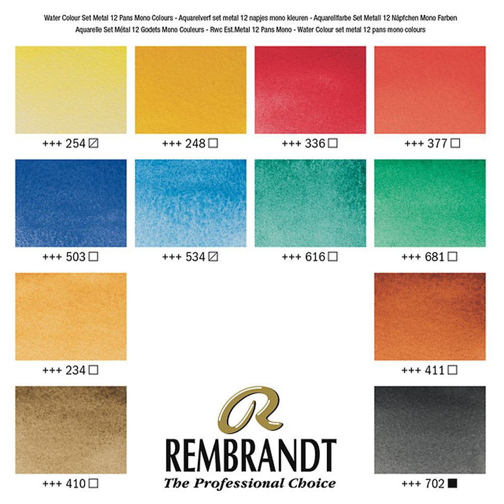 Набор красок акварельных "Rembrandt", 12 цветов - 2