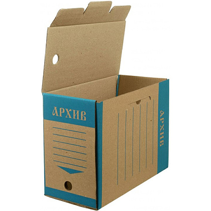 Коробка архивная "Эко", 150x327x240 мм, бурый, синий - 3