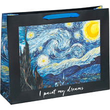 Пакет бумажный подарочный "I paint my dream", 27х23х11,5 см, синий, черный
