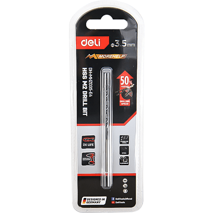 Сверло по металлу Deli RS EDH-MHZ035-E4, 3.5 мм, DIN 338, HSS-TiN - 3