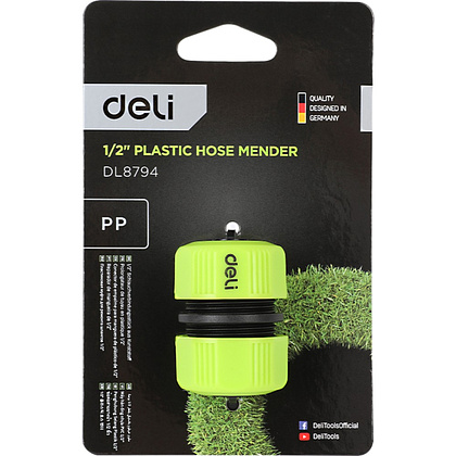 Муфта соединительная для шлангов Deli GS EDL8794, 1/2", двухкомпонентная, черный, зеленый - 4