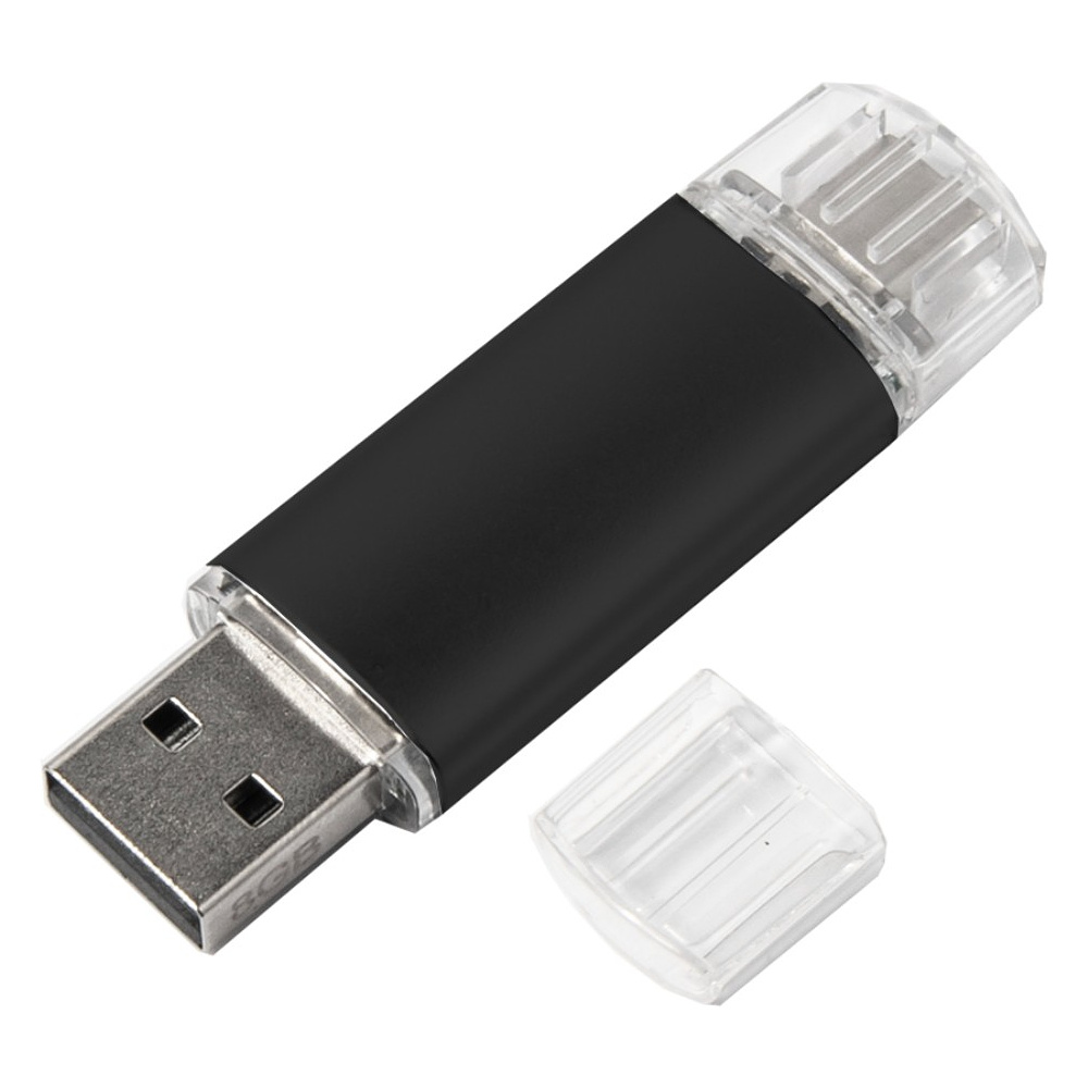 Карта памяти USB Flash 2.0 "Assorti", 8 Gb, OTG/Type-C, черный - 2