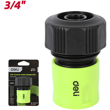 Соединитель-коннектор для шлангов Deli GS EDL8795, 3/4", быстросъемный, черный, зеленый - 2